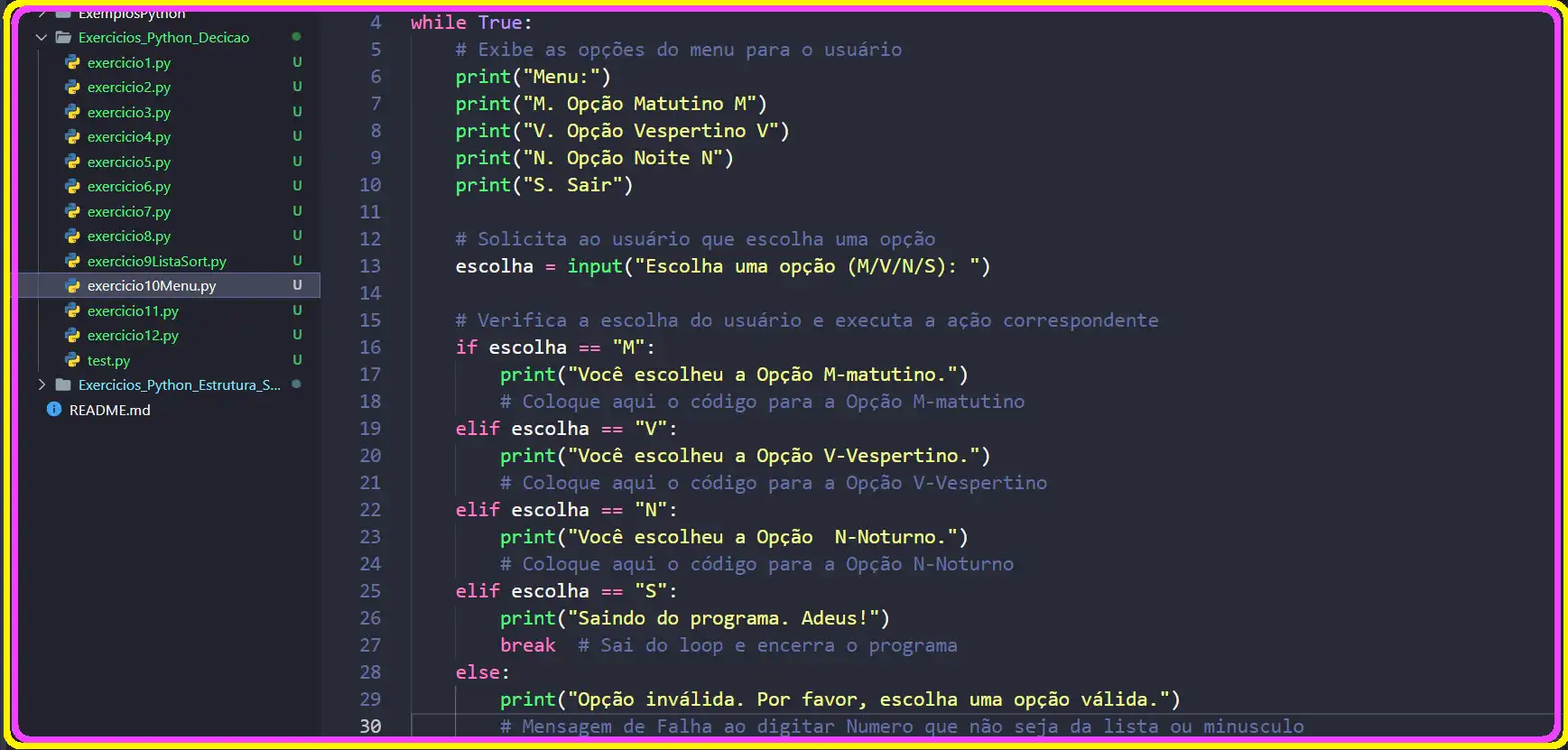 Sistema de Menu em Python